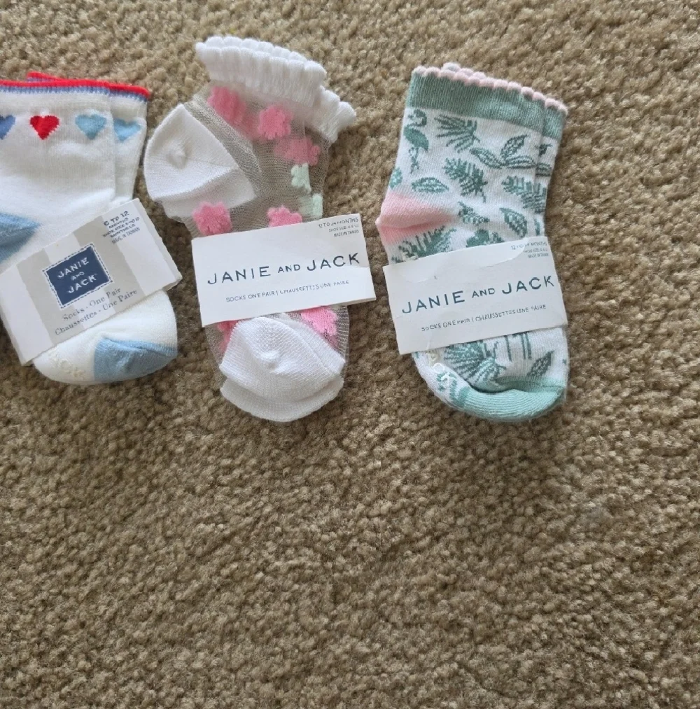 Janie and Jack Baby Girls Socks 4-Pack Pink White Mint Lavender